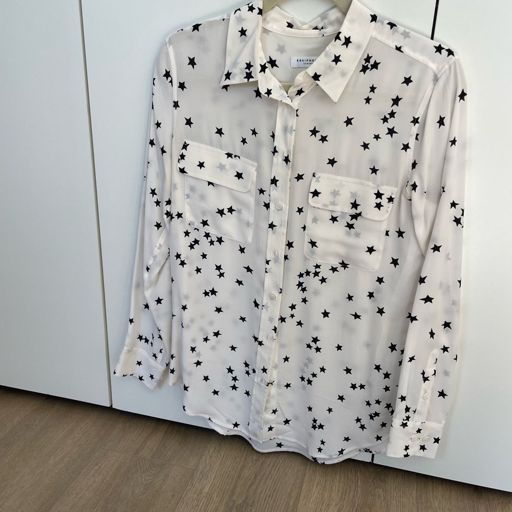Equipment White Star Print Button-Up Shirt